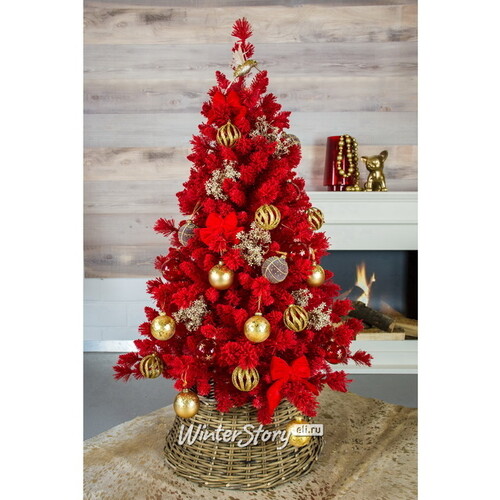Искусственная красная елка Teddy Red заснеженная 120 см, ЛЕСКА + ПВХ A Perfect Christmas