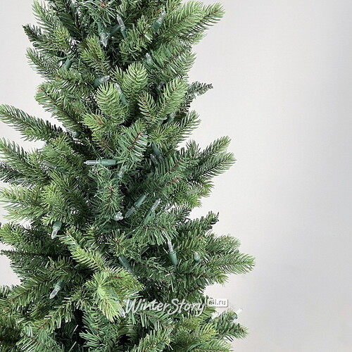 Искусственная елка с гирляндой Норфолк 137 см в деревянном кашпо, 200 теплых белых ламп, ЛИТАЯ + ПВХ A Perfect Christmas