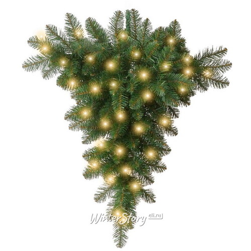 Подвесная елка с огоньками Ньюарк 100 см, 50 теплых белых LED ламп, на батарейках, ПВХ A Perfect Christmas