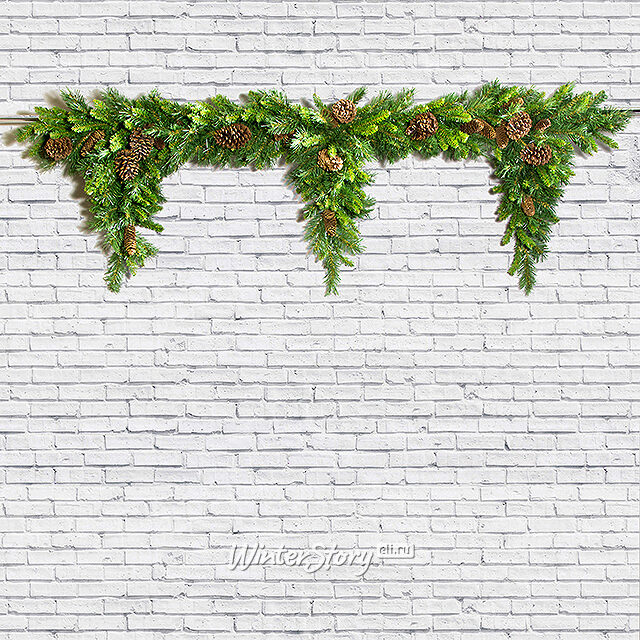 Гирлянда Хвойный ламбрекен Еловый с шишками 183 см, ПВХ National Tree Company