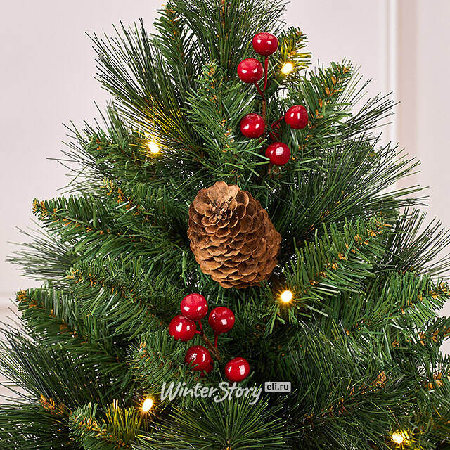 Настольная елка с лампочками Эвридей в мешочке 45 см, 15 теплых белых ламп на батарейках, ЛЕСКА + ПВХ National Tree Company