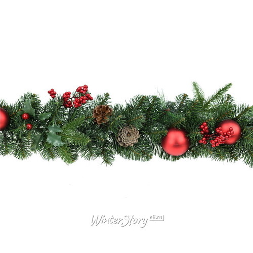Украшенная хвойная гирлянда Victoria 180*30 см с шишками и ягодами, ЛИТАЯ + ПВХ A Perfect Christmas