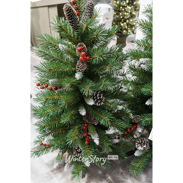 Настольная елка Сказка заснеженная с шишками и ягодами 91 см, ПВХ National Tree Company
