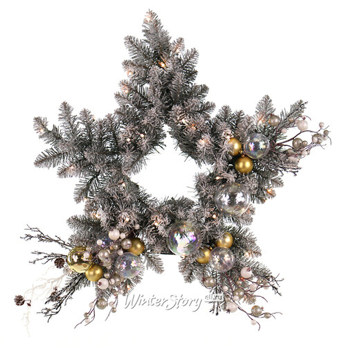Хвойное украшение с лампочками Christmas Star 66 см, 35 теплых белых ламп, ПВХ A Perfect Christmas