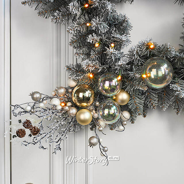 Хвойное украшение с лампочками Christmas Star 66 см, 35 теплых белых ламп, на батарейках, ПВХ A Perfect Christmas