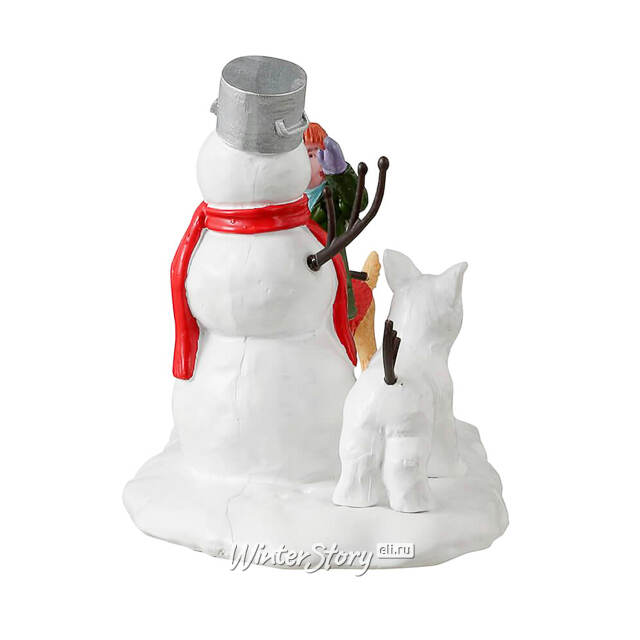 Композиция Карен с псом Фидо лепит снеговиков 12*8 см Lemax