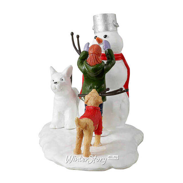 Композиция Карен с псом Фидо лепит снеговиков 12*8 см Lemax