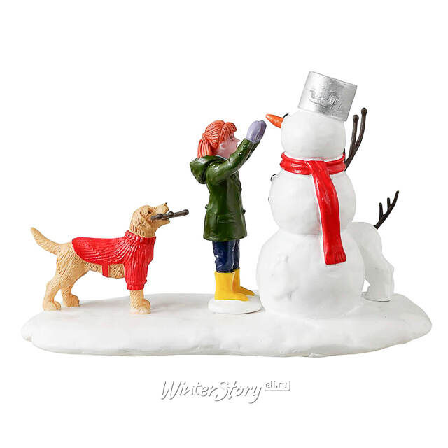 Композиция Карен с псом Фидо лепит снеговиков 12*8 см Lemax