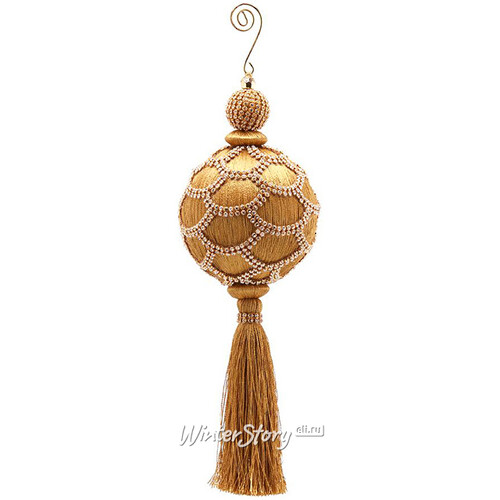Елочный шар с Кисточкой Оллаэтель 28 см золотой, подвеска EDG