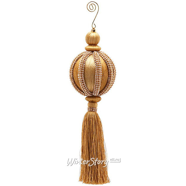 Елочный шар с Кисточкой Оллаэтель 28 см темно-золотой, подвеска EDG