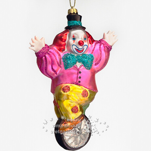 Елочная игрушка "Клоун на моноцикле", 8*13 см, стекло, подвеска Holiday Classics