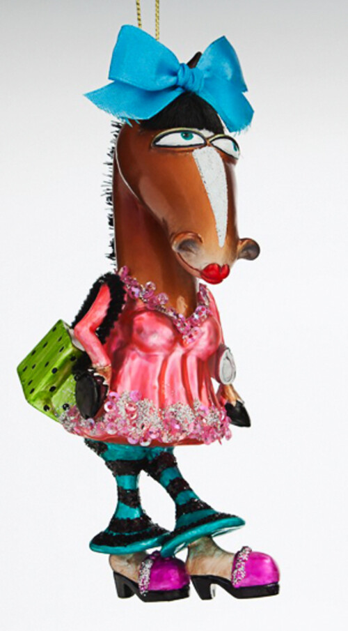 Елочная игрушка "Лошадь "Леди в розовом платье и с голубым бантом", 6х14 см Holiday Classics