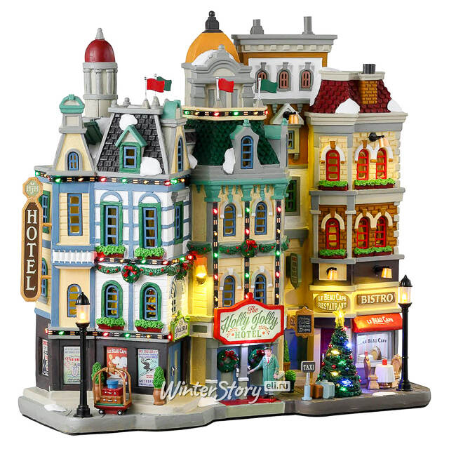 Фасад Отель The Holly Jolly 29*29 см, подсветка, на батарейках Lemax