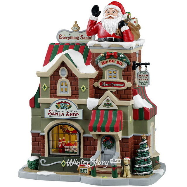 Светящаяся композиция Шляпный магазинчик Санты Клауса 24 см Lemax (Лемакс)