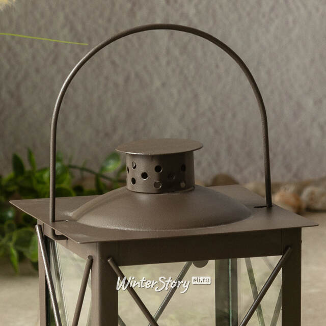 Декоративный подсвечник-фонарь Стюарт 20 см коричневый Boltze