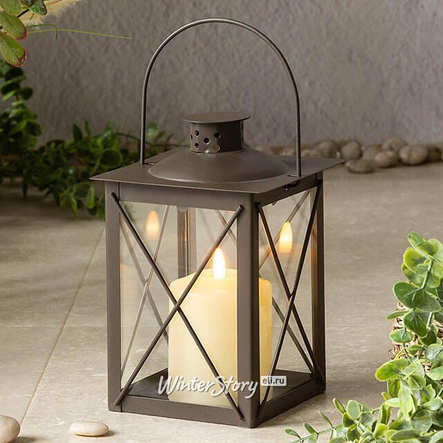 Декоративный подсвечник-фонарь Стюарт 20 см коричневый Boltze