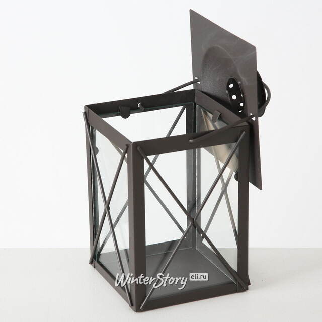 Декоративный подсвечник-фонарь Стюарт 20 см коричневый Boltze