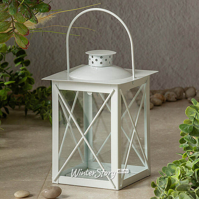 Декоративный подсвечник-фонарь Стюарт 20 см белый Boltze