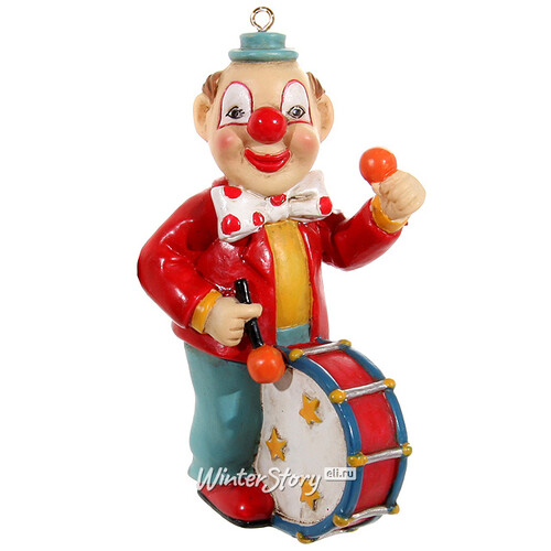 Елочная игрушка Клоун с Барабаном, 10 см, подвеска ShiShi