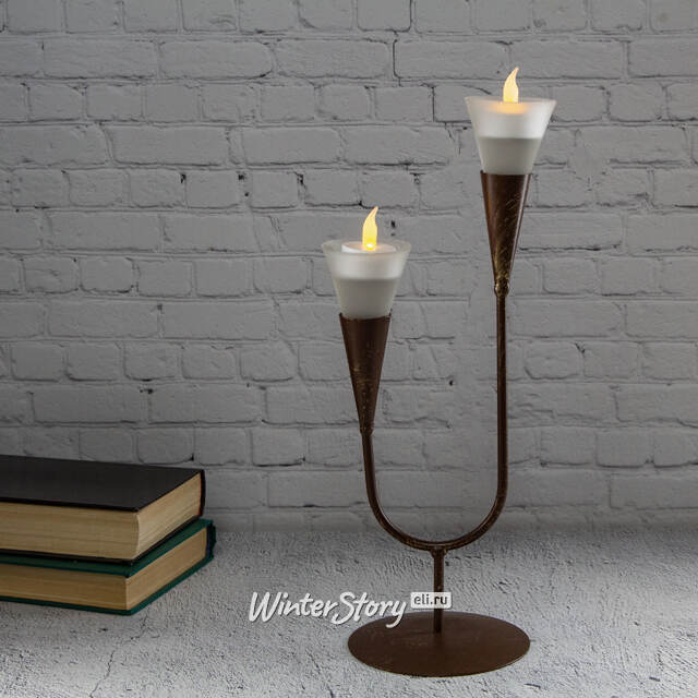 Винтажный подсвечник-канделябр Galliate на 2 свечи, 37 см уцененный Kaemingk