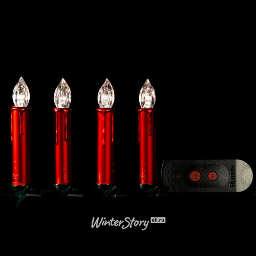 Гирлянда Красные рождественские Свечи на пульте, 10 прозрачных ламп на клипсах Edelman