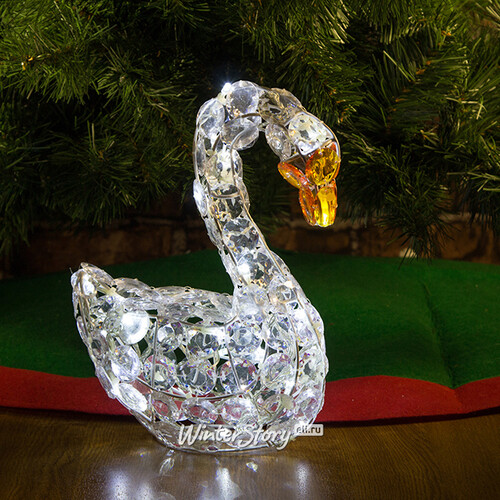 Лебедь светящийся "Кристальный", 30 см, 32 холодных белых LED ламп, IP20 Edelman