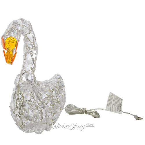 Лебедь светящийся "Кристальный", 30 см, 32 холодных белых LED ламп, IP20 Edelman