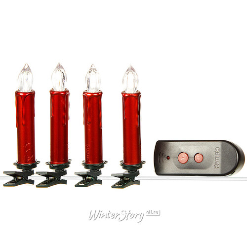 Гирлянда Красные рождественские Свечи на пульте, 10 прозрачных ламп на клипсах Edelman