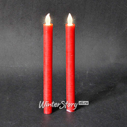 Свеча светодиодная столовая красная, 28*3 см, 2 шт на батарейках Edelman