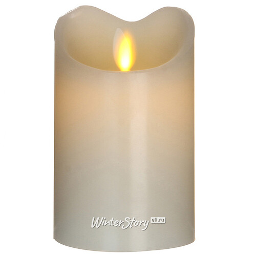 Светодиодная свеча восковая с живым пламенем, 12.5 см, бежевый, батарейка Edelman
