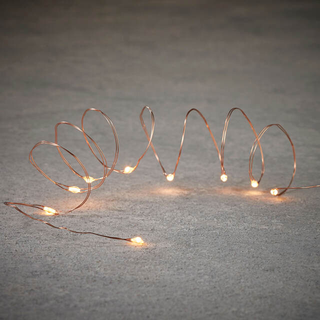 Светодиодная гирлянда Роса на батарейках 2 м, 20 экстра теплых белых мини LED ламп, медная проволока, IP20 Edelman