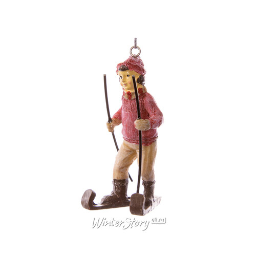 Елочная игрушка Лыжник Нильс в красном свитере 10 см, подвеска Hogewoning