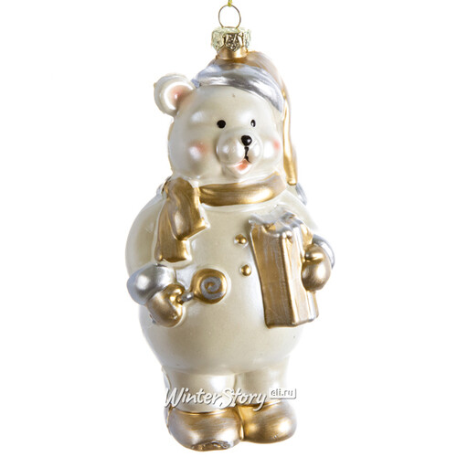 Елочная игрушка Белый Мишка Сладкоежка из страны Уайтфлосс 12 см, подвеска Hogewoning
