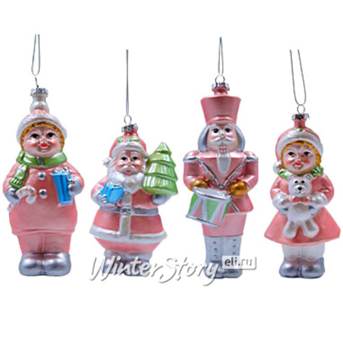Набор елочных игрушек Уютное Рождество в розовом 14 см, 4 шт Hogewoning