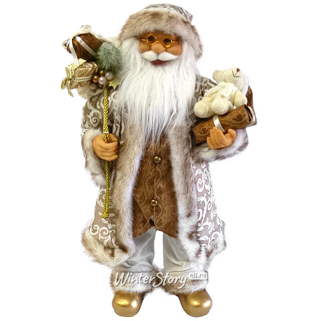 Санта в бронзовом наряде с медвежонком 60 см Eggl