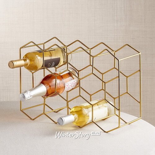 Подставка для вина на 11 бутылок Фанесса 45*30*15 см золотая Koopman