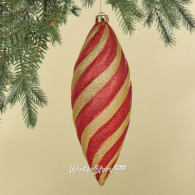 Елочная игрушка Сосулька - Shine Bend 30 см красно-золотая Winter Deco