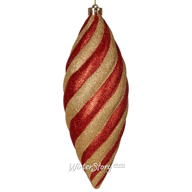 Елочная игрушка Сосулька - Shine Bend 30 см красно-золотая Winter Deco