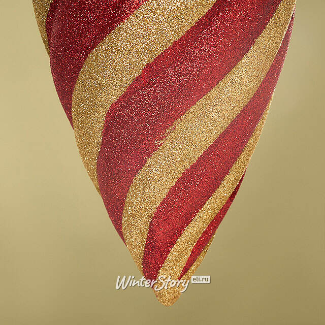 Елочная игрушка Сосулька - Shine Bend 30 см красно-золотая Winter Deco