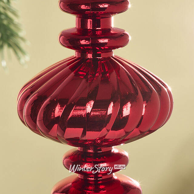Елочная игрушка Сосулька Рельефные Грани 30 см красная Winter Deco