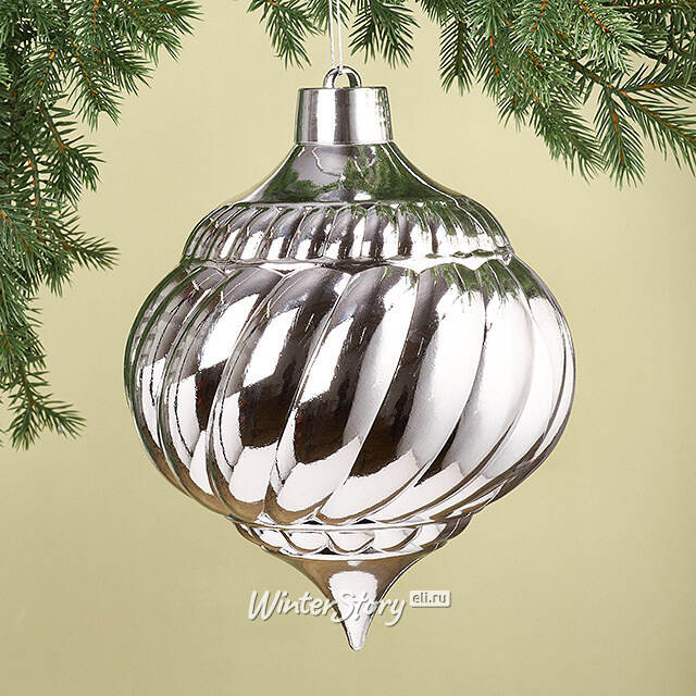 Елочный шар Луковка Bulbous 23 см серебряная Winter Deco