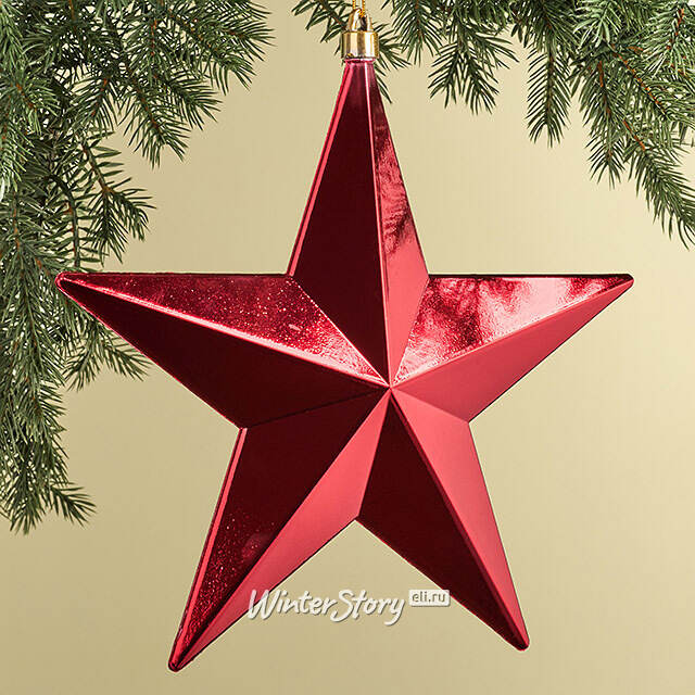 Елочная игрушка Звезда Sirius 30 см красная, подвеска Winter Deco