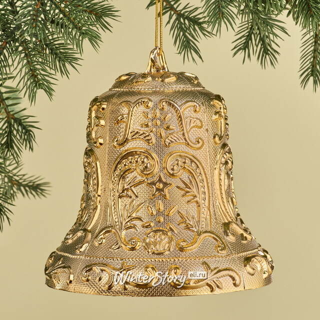 Елочная игрушка Колокольчик Рождественские узоры 15 см золотой Winter Deco