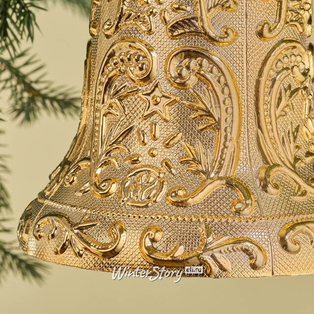 Елочная игрушка Колокольчик Рождественские узоры 15 см золотой Winter Deco