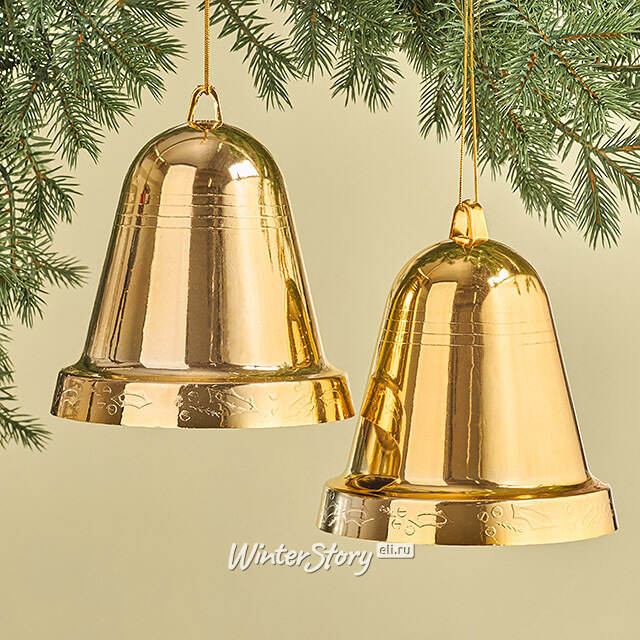 Елочная игрушка Колокольчик - Рождественский звон 15 см золотой, 2 шт Winter Deco
