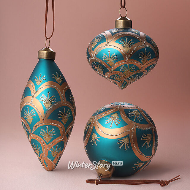 Елочные шары Ispirazione - Рождественская роскошь 8-13 см, 3 шт, стекло Winter Deco