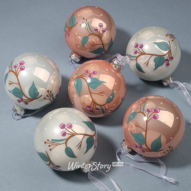 Елочные шары Bacche del prato 8 см, 5 шт, стекло, уцененные Winter Deco