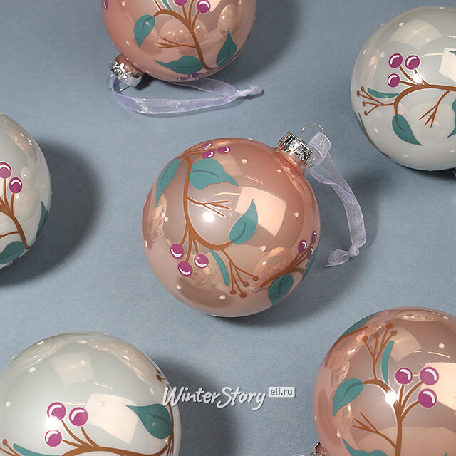 Елочные шары Bacche del prato 8 см, 5 шт, стекло, уцененные Winter Deco