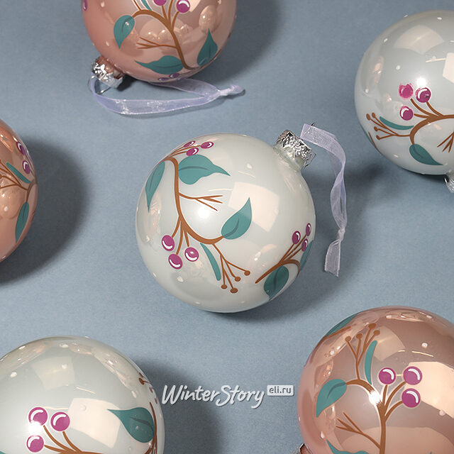 Елочные шары Bacche del prato 8 см, 5 шт, стекло, уцененные Winter Deco