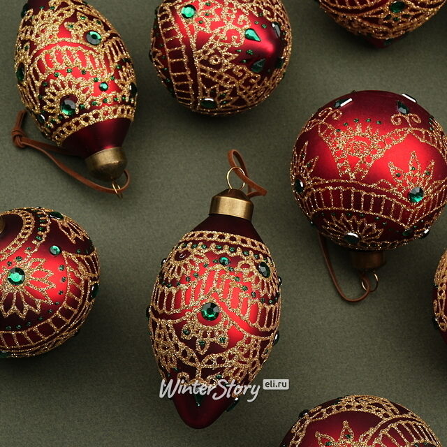 Елочные шары Краски карнавала 8-13 см красный, 11 шт, стекло, уцененные Winter Deco